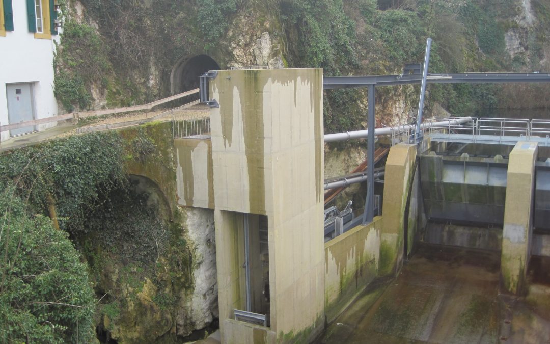 Barrage des Moulinets – Ascenseur à poissons, dispositif de dévalaison (Suisse)